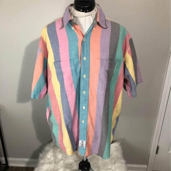 Button up Large Arrow R River Brand Blouse Pockets Multi Colors C5411 - Picture 1 of 6